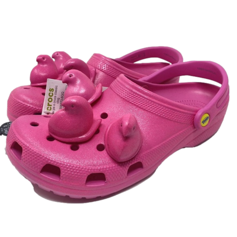 New Hype Peeps X Crocs Marshmallow Classic Clog Electric Pink Women's 12 Mens 10